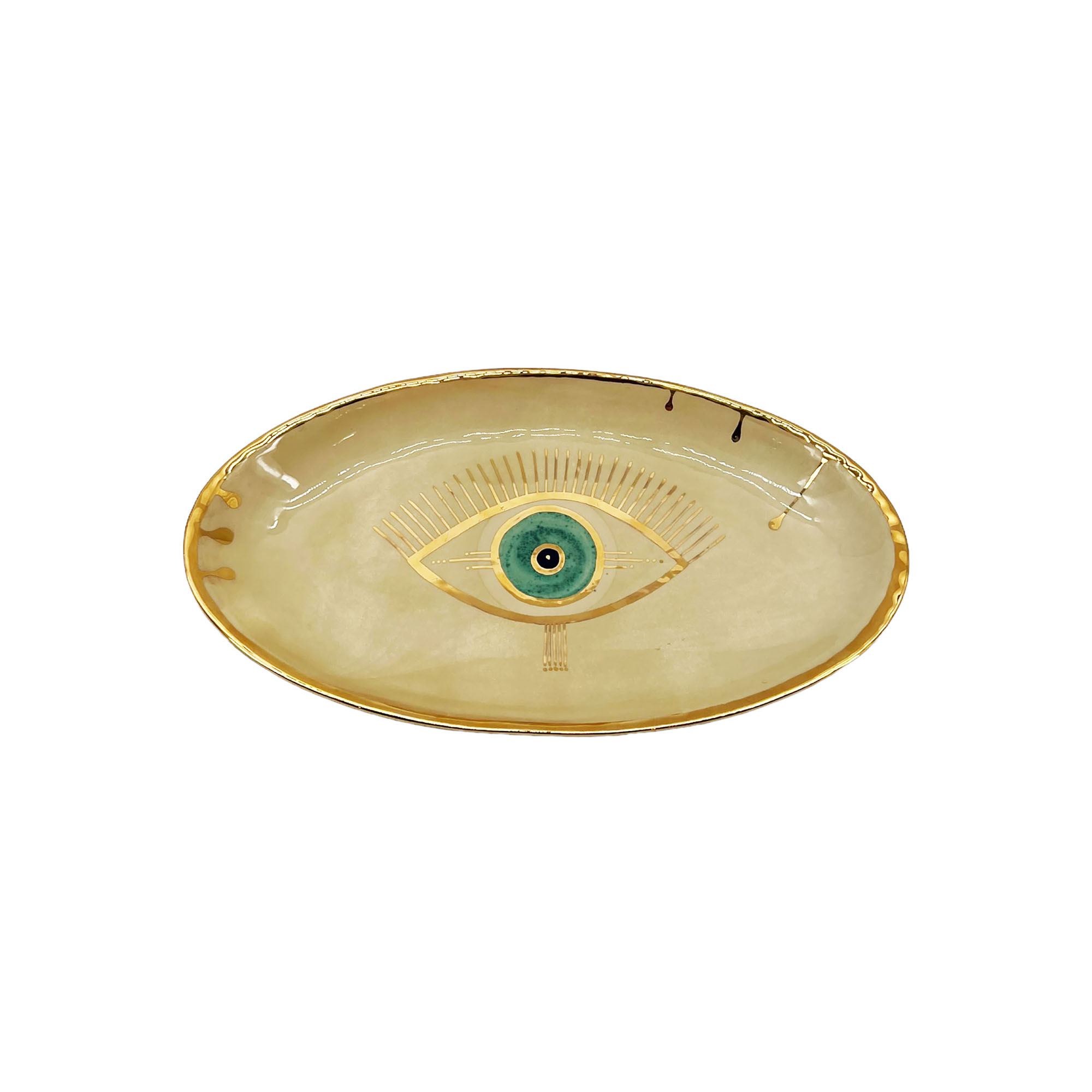 D7014 Golden Eye Keramikteller oval 36 cm