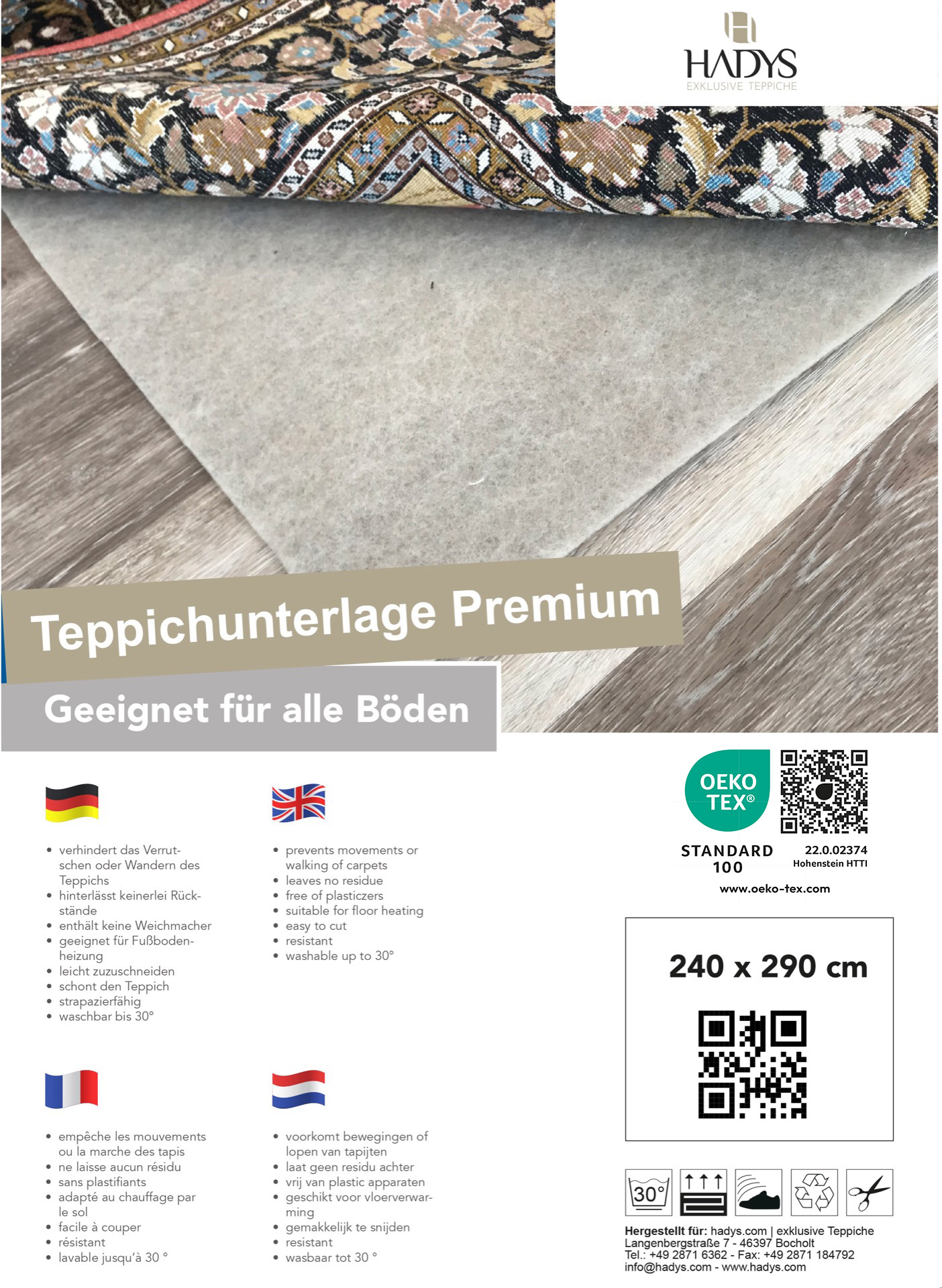 V750 Vlies Plus Anti-Rutsch Unterlage