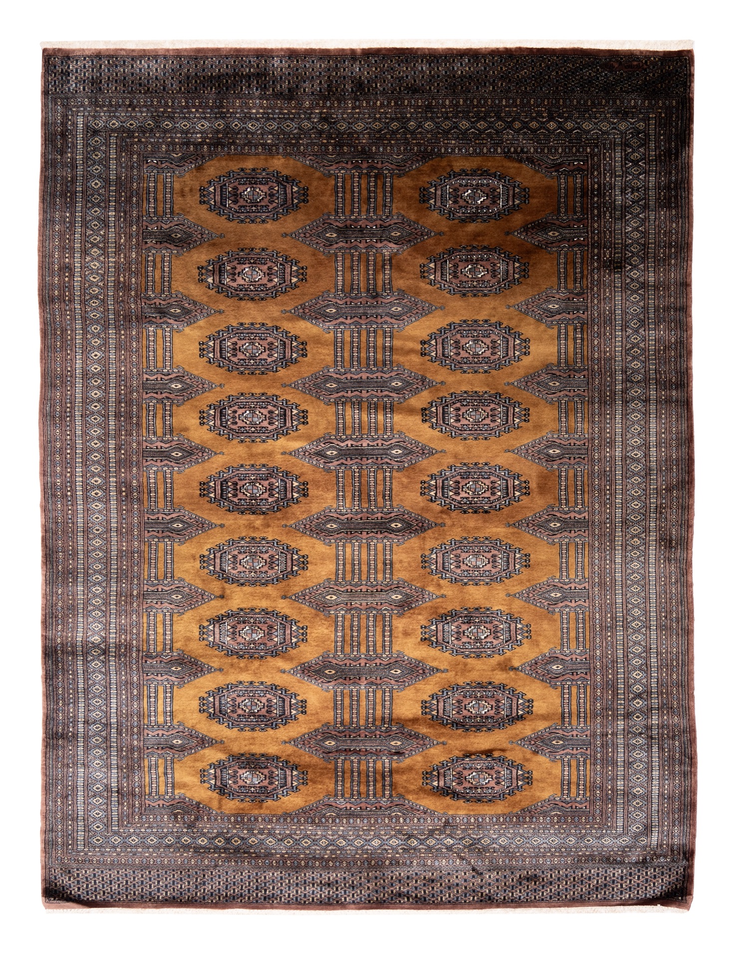 Handgeknüpfter Buchara Teppich braun Einzelstück 214x285 cm